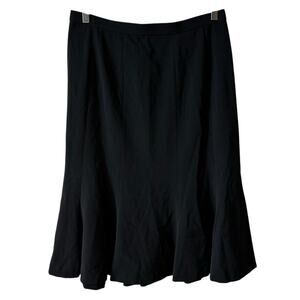 Focus 2000 Women's Flared Flounced Skirt Knee Length Black Size 8 Work Office